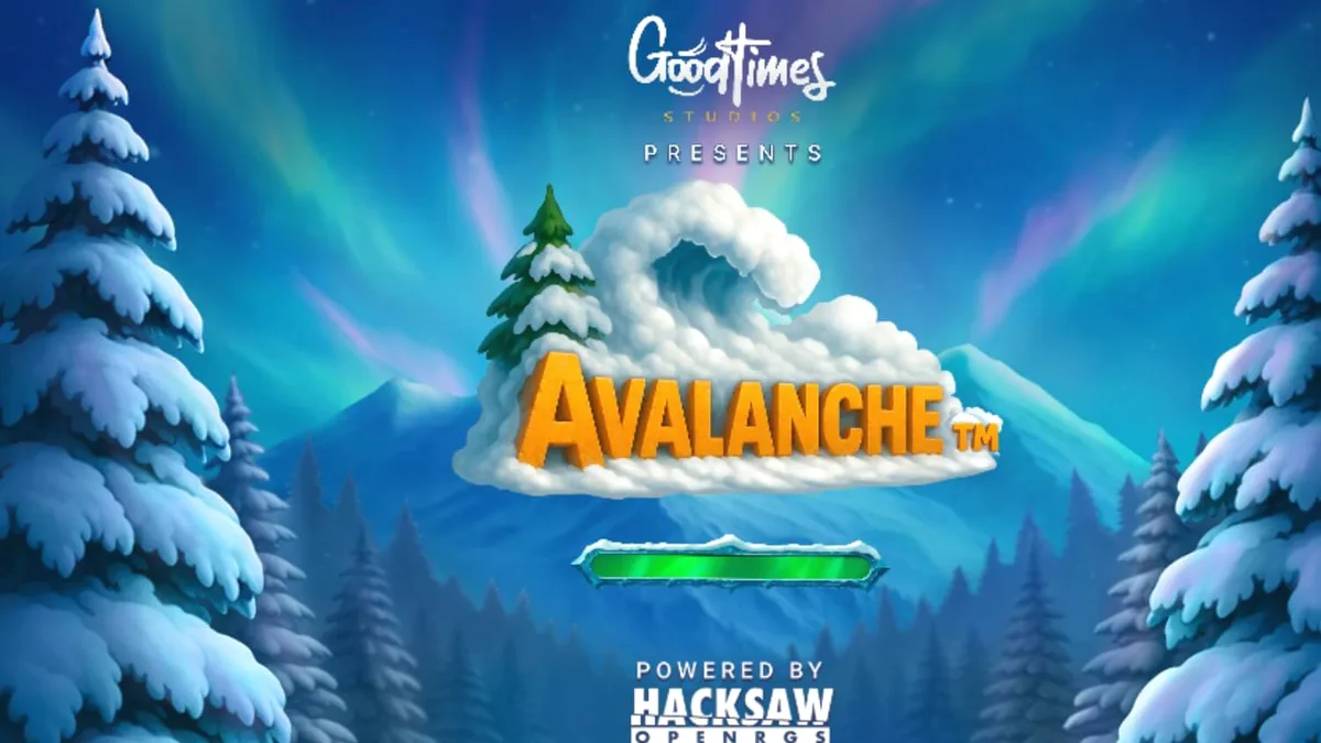Pemandangan pegunungan bersalju yang dramatis dalam slot Avalanche